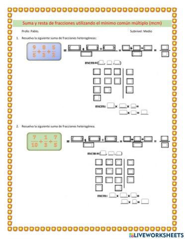 Sumas y restas de fracciones heterogéneas