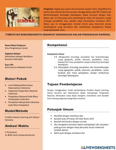 Tumbuh dan Berkembangnya Semangat Kebangsaan dalam Pergerakan Nasional