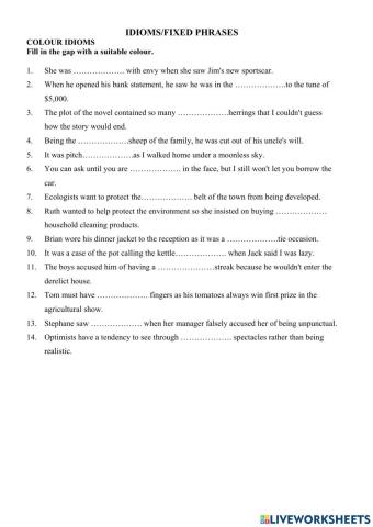 CPE - Unit 13b - Ex 17 - Colour idioms