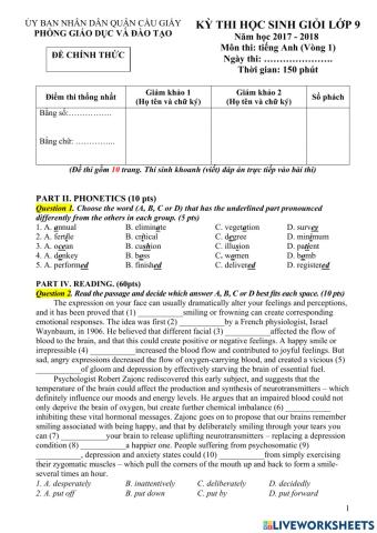 E9 - NC - FT - Đề HSG Quận V1 2017-2018