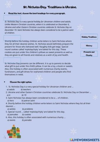 St. Nicholas Day. Traditions in Ukraine.