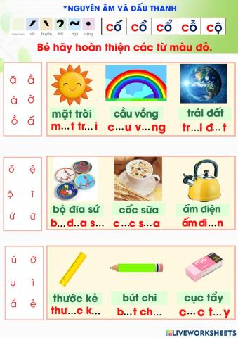 Ôn nguyên âm và dấu thanh