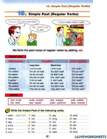 Past Simple Regular verbs