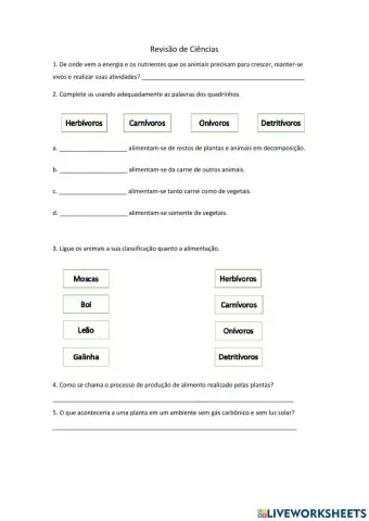 Alimentação dos seres vivos