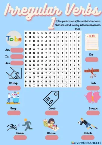 Irregular Verbs Wordsearch 1