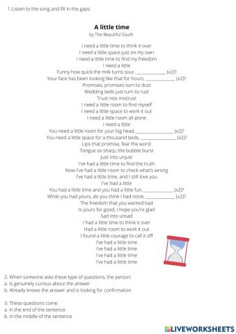 A little time - Song on Tag questions