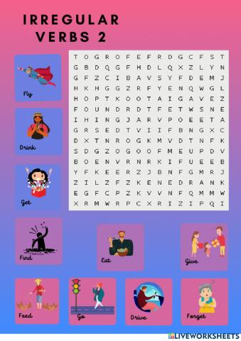 Irregular verbs 2 Wordsearch