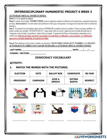 Interdisciplinary humanistic project 6 week 3