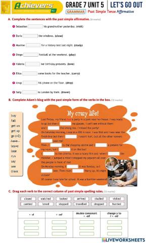 Grade 7 Unit 5 - Past Simple Tense Affirmative