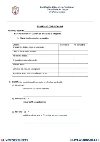 Estructura de la oracion y verbos copulativos