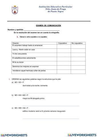 Estructura de la oracion y verbos copulativos