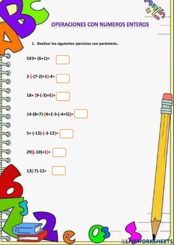 Operaciones con numeros enteros