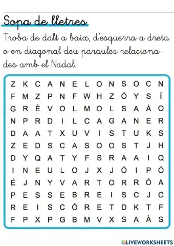 Sopa de lletres de nadal