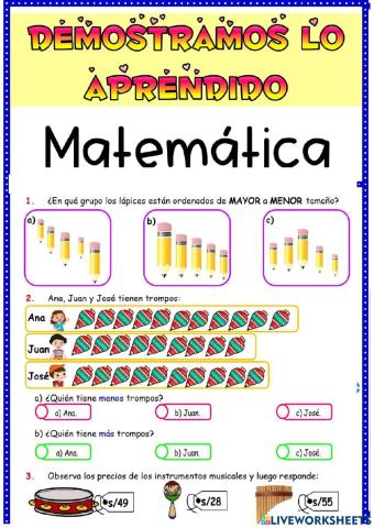 Evaluación de matemática