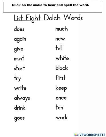 Spelling list