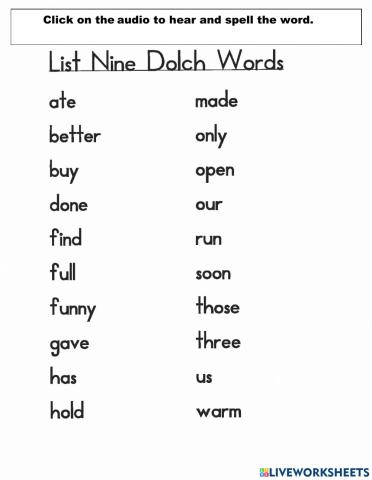 Spelling list
