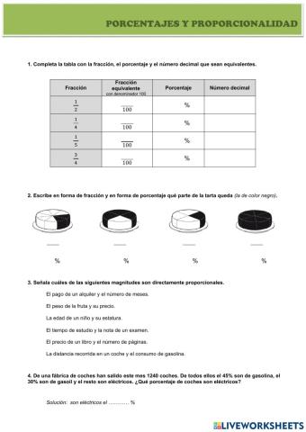 Porcentajes y proporcionalidad