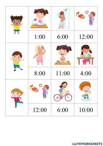 Listening - Present Simple - Affirmative + Telling the Time (only hours)