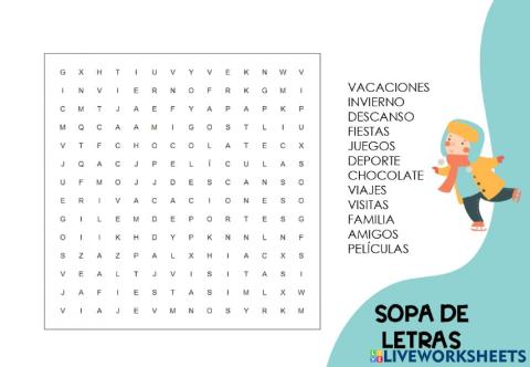 Sopa de letras navideño