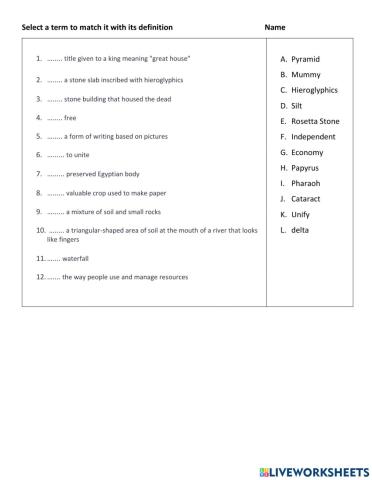 6A-Test- Chapter 3 Vocabulary