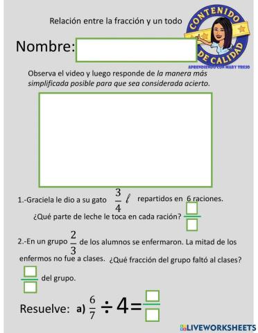 División de fracciones entre un número natural