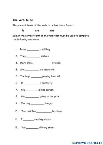 Use of the present tense of the verb to be