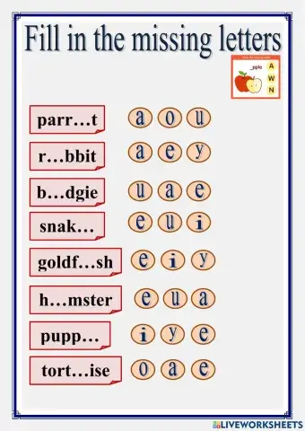 Missing letters (Pets)
