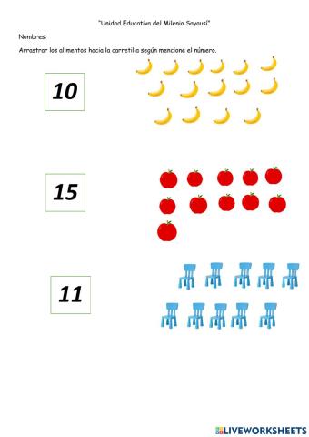 Relacionar números del 1 al 15