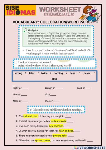 Collocation:word pairs