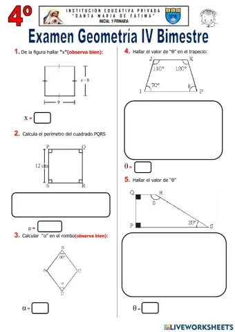 EXAMEN GEOMETRÍA 4º GRADO 2021