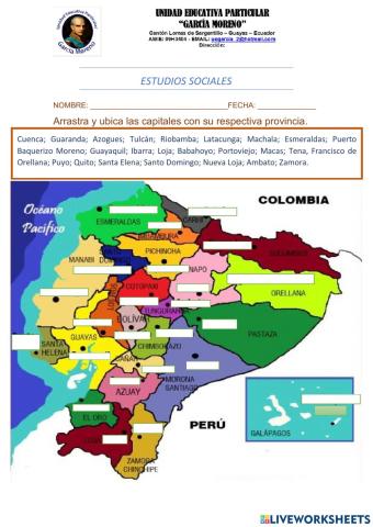 Provincias y capitales del Ecuador