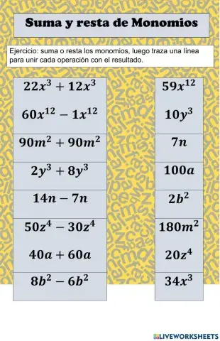 Suma y resta de monomios