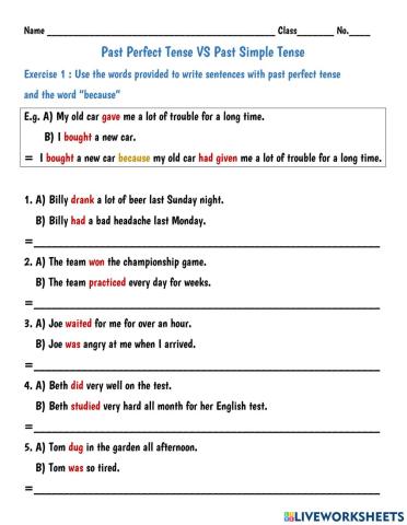 Past perfect Tense & Past simple Tense