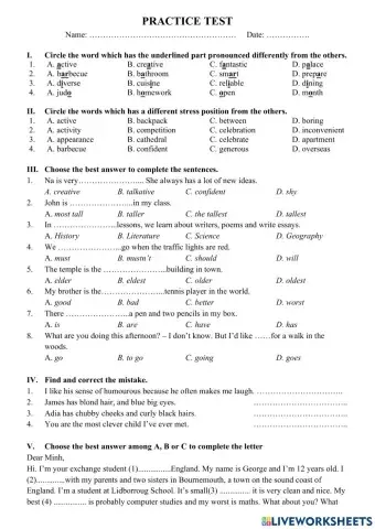 E6 - FT - First term revision - Practice test