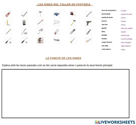 Les eines del taller - PFI fusteria