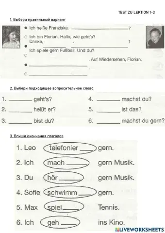 Verben im Präsens (singular)