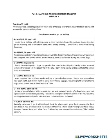 Information Transfer (Exercise 3)