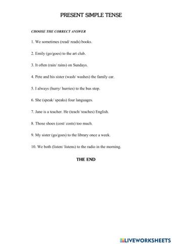 E5 - present simple tense