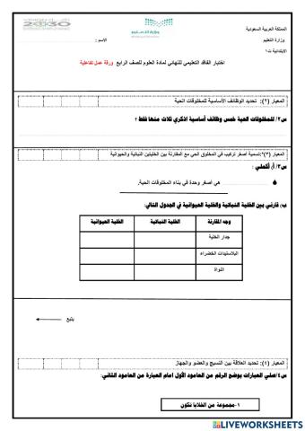 رابع الفاقد علوم نهائي