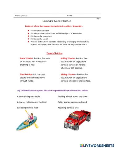 Classifying Types of Friction