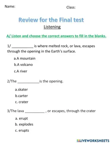 Review for final 1