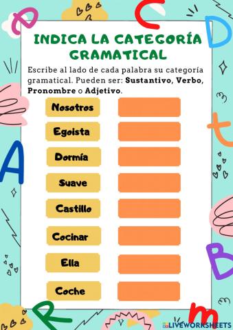 Categorías gramaticales