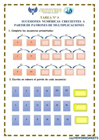 Sucesiones numéricas de la multiplicación.