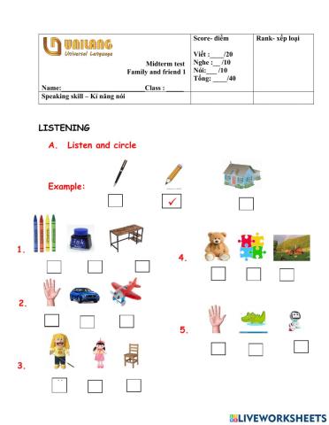 Family and friend test 1