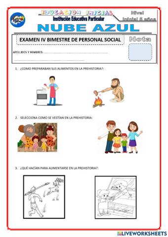 Examen de 5 personal social
