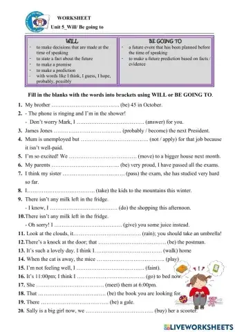 G5- Will or be going to