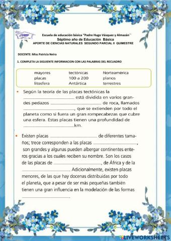 Evaluacion de ciencias naturales