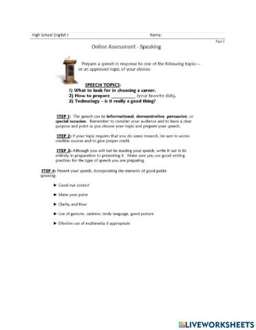 Online Assessment - Speaking