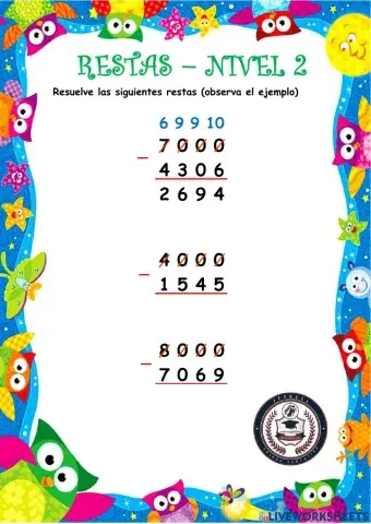 Restas con re-agrupación nivel 2