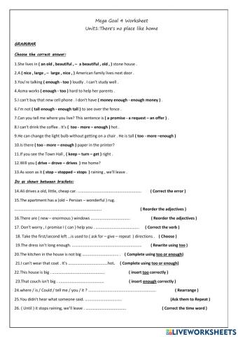 Mega Goal 4 - Worksheet Unit 1